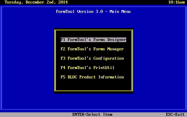 FormTool 3.0 - Menu